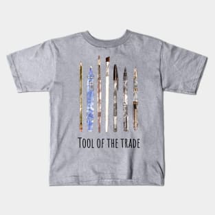 Tools of trade, drawing, creation, poet, writer, artist, watercolor style Kids T-Shirt